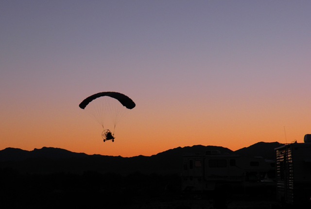 Quarzsite Powered Hanglider at Sunset