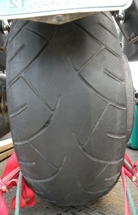 The other side of the failed Metzler Motorcycle Tire
