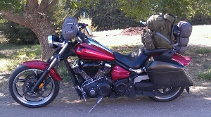 Yamaha Raider packed for the road