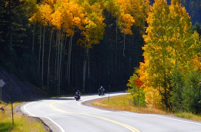 A pair of Motorcycles Climbing Cumbres Pass in Colorado