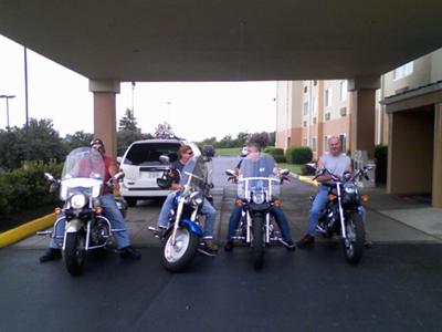Dave, Wayne, Dan, and Tom ready to conquer the Dragon - Fairfield Inn Alcoa, TN